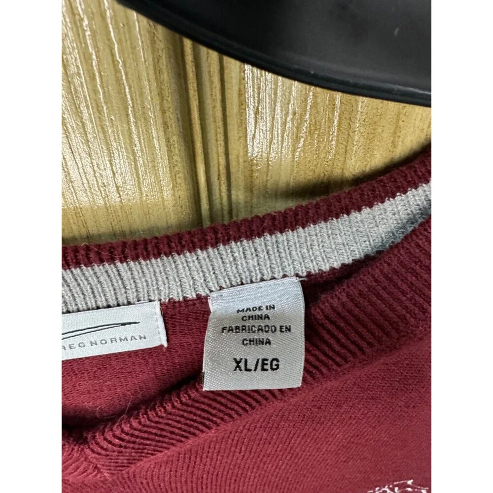 Greg Norman Men's Cotton V-Neck Sweater Burgundy Size XL